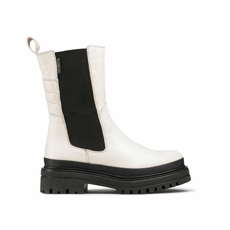 Russell & Bromley Highway Chelsea Biker Boots Womens White [OIO4820UI]